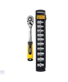 Набор головок 11 ед. 1/2"- 8,10,12,13,14,15,16,17,18,19 мм трещотка с храповым механизмом 72 зуба., Cr-V MASTERTOOL 78-1311