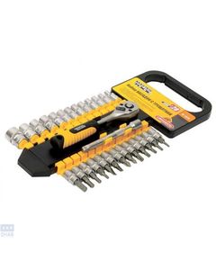 Набор головок торцевых 1/4" 4-14 мм., биты TORX, PH, HEX, SL, удлинитель 100 мм, трещотка с храповым механизмом 72 зуба, 28 ед., Cr-V MASTERTOOL 78-1428