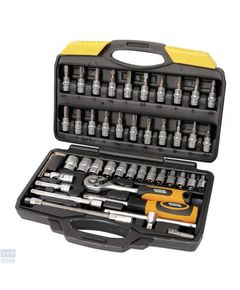 Набор инструментов 47 элементов 1/4" 4-14 мм.,трещотка с храповым механизмом 72 зуба, сталь Cr-V, пластиковый кейс PROFI MASTERTOOL 78-2047-PF