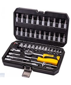 Набор инструментов 47 ед. 1/4" 4-14 мм.,трещотка с храповым механизмом 72 зуба, сталь Cr-V, пластиковый кейс, PROFI MASTERTOOL 78-2047