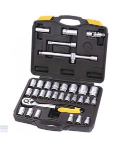 Профессиональный набор инструментов 32 ед., сталь CrV 1/2” Головки 8-32 мм, трещотка с храповым механизмом 72 зуба, пластиковый кейс PROFI MASTERTOOL 78-4032