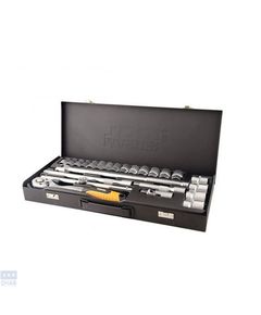 Профессиональный набор инструментов 24 ед. 1/2”, сталь CrV, головки 10-32 мм, трещотка с храповым механизмом 72 зуба, металлический кейс PROFI MASTERTOOL 78-4124