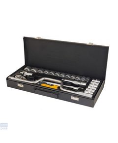 Профессиональный набор инструментов 24 элемента, 1/2”, сталь CrV, головки 10-32 мм, гнутый вороток, трещотка с храповым механизмом 72 зуба, металлический кейс PROFI MASTERTOOL 78-4125
