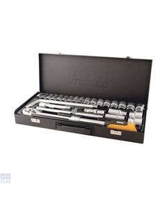 Профессиональный набор инструментов 26 ед. 1/2" сталь CrV, 8-32 мм, удлиняющаяся трещотка 72 зуба, металлический кейс PROFI MASTERTOOL 78-4126