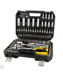 Набор инструментов в кейсе 108 элементов сталь CrV, насадки на квадрат 1/4" и 1/2", трещотка 72 зуба PROFI MASTERTOOL 78-5108