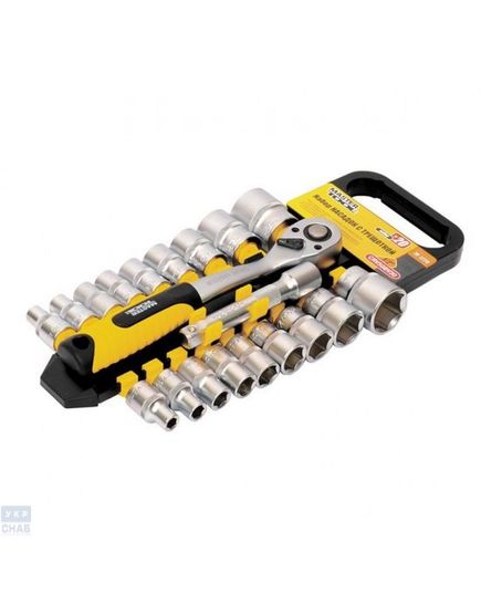 Набор головок торцевых 1/2" 8-32 мм., удлинитель 125мм., TORX, PH, HEX, SL трещотки с храповым механизмом 72 зуба, 20 ед., Cr-V PROFI MASTERTOOL 78-1220