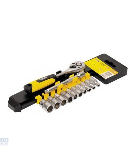 Набор головок 12 ед. 1/4'' 4-13 мм.,удленнитель 100мм, трещотка с храповым механизмом 72 зуба., Cr-V PROFI MASTERTOOL 78-1412