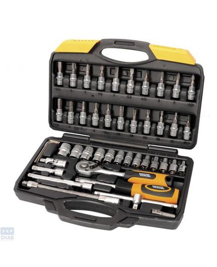 Набор инструментов 47 элементов 1/4" 4-14 мм.,трещотка с храповым механизмом 72 зуба, сталь Cr-V, пластиковый кейс PROFI MASTERTOOL 78-2047-PF