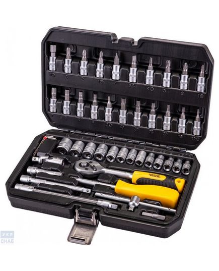 Набор инструментов 47 ед. 1/4" 4-14 мм.,трещотка с храповым механизмом 72 зуба, сталь Cr-V, пластиковый кейс, PROFI MASTERTOOL 78-2047