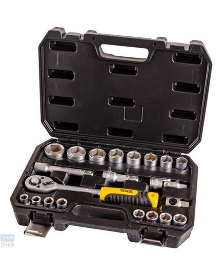 Набор инструментов 21ед.,1/2",сталь CrV, головки 10-32 мм, трещотка с храповым механизмом 72 зуба, пласт.кейс MASTERTOOL 78-4021
