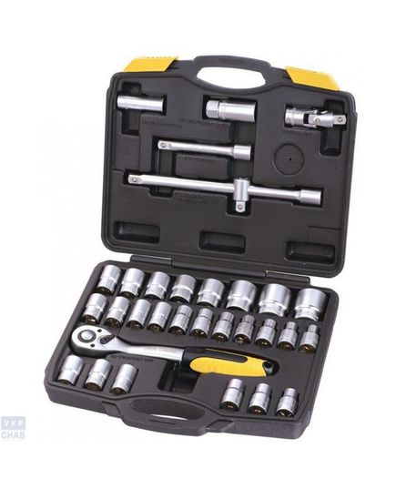 Профессиональный набор инструментов 32 ед., сталь CrV 1/2” Головки 8-32 мм, трещотка с храповым механизмом 72 зуба, пластиковый кейс PROFI MASTERTOOL 78-4032