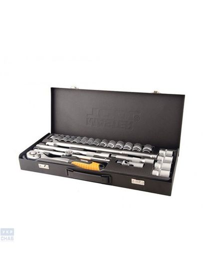 Профессиональный набор инструментов 24 ед. 1/2”, сталь CrV, головки 10-32 мм, трещотка с храповым механизмом 72 зуба, металлический кейс PROFI MASTERTOOL 78-4124