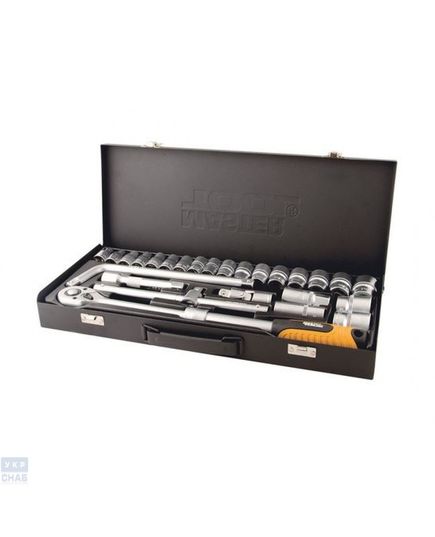 Профессиональный набор инструментов 26 ед. 1/2" сталь CrV, 8-32 мм, удлиняющаяся трещотка 72 зуба, металлический кейс PROFI MASTERTOOL 78-4126
