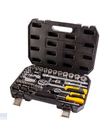 Набор инструментов 72.ед 1/4"-1/2", сталь CrV, трещотка с храповым механизмом 72 зуба, пластиковый кейс PROFI MASTERTOOL 78-5072